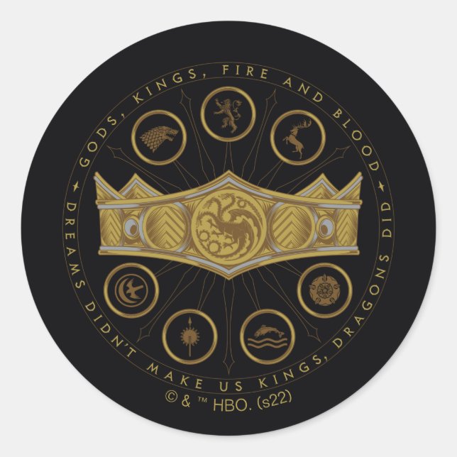 HOUSE OF THE DRAGON | Seven Kingdoms Crown Graphic Classic Round Sticker (Front)