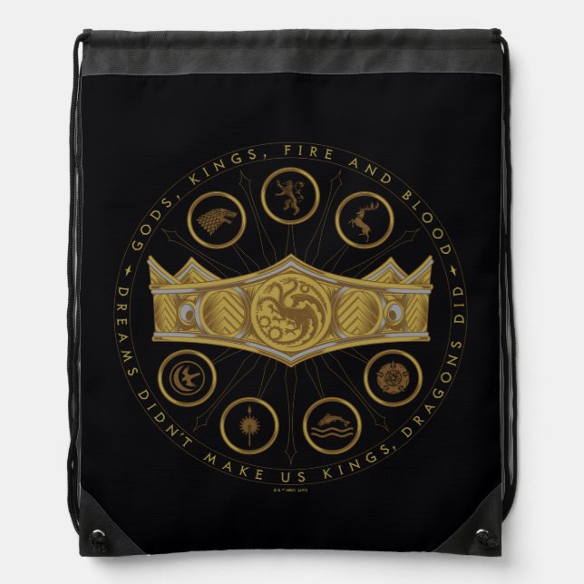 HOUSE OF THE DRAGON | Seven Kingdoms Crown Graphic Drawstring Bag (Front)