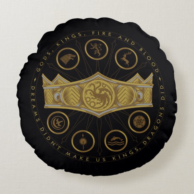 HOUSE OF THE DRAGON | Seven Kingdoms Crown Graphic Round Pillow (Front)