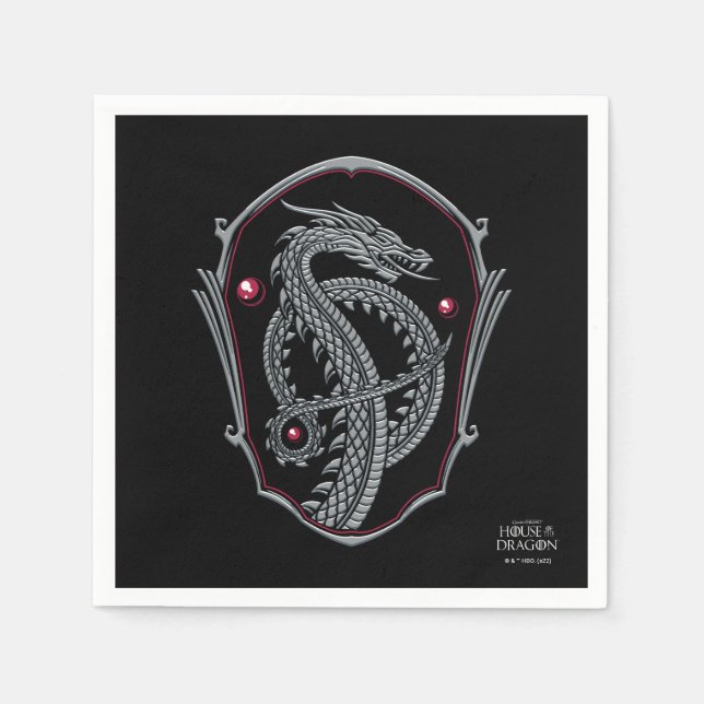 HOUSE OF THE DRAGON | Silver Dragon Badge Napkins (Front)