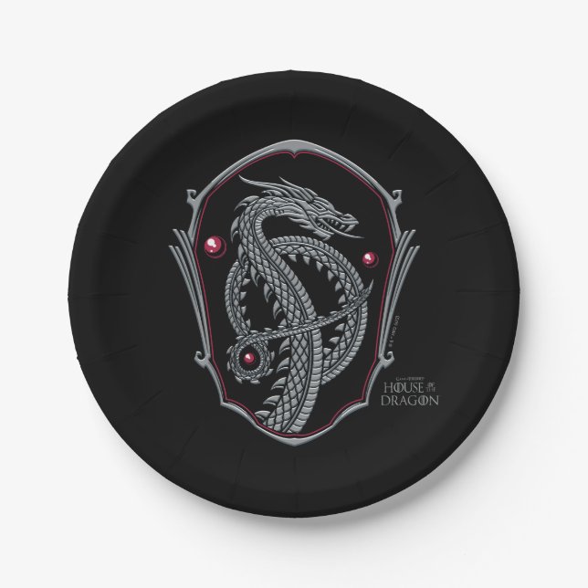 HOUSE OF THE DRAGON | Silver Dragon Badge Paper Pl Paper Plates (Front)