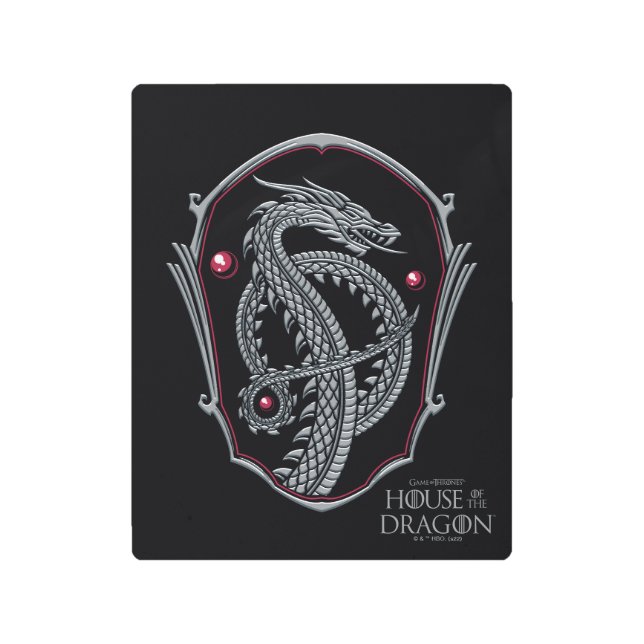 HOUSE OF THE DRAGON | Silver Dragon Crest Metal Print (Front)