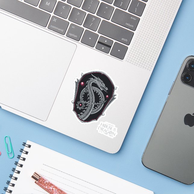 HOUSE OF THE DRAGON | Silver Dragon Crest Sticker (Laptop w/ iPhone)