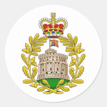 House Of Windsor Royal Coat Of Arms Classic Round Sticker by EnhancedImages at Zazzle