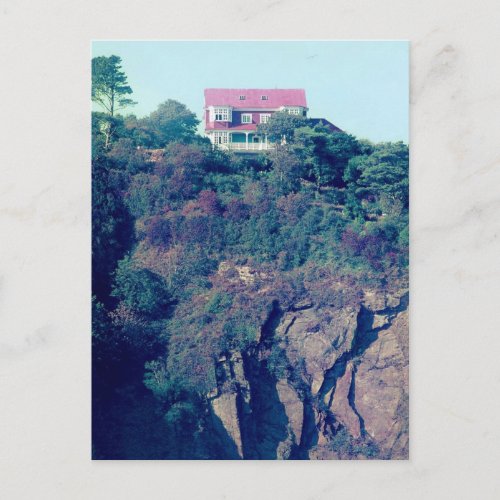 House on a Cliff Tenby Wales UK Postcard