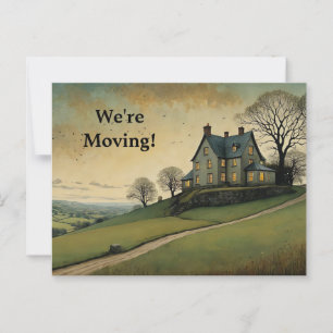 HOUSE ON A HILL CHANGE OF ADDRESS POSTCARD