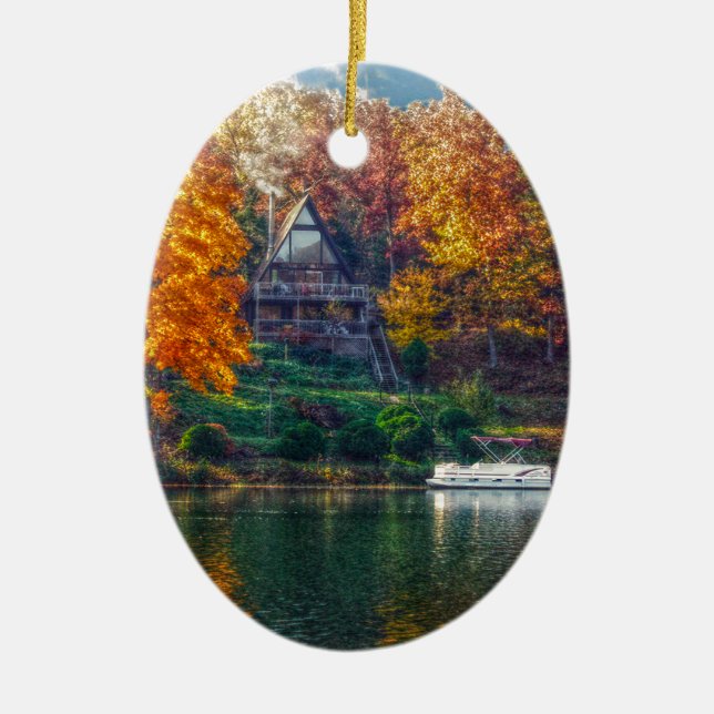 House on the Lake Ceramic Ornament (Front)