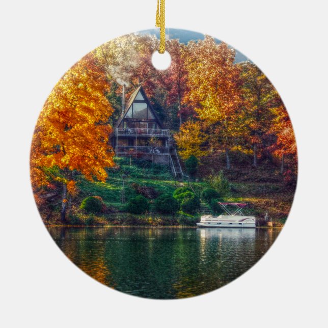 House on the Lake Ceramic Ornament (Back)