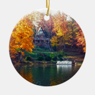 House on the Lake Ceramic Ornament