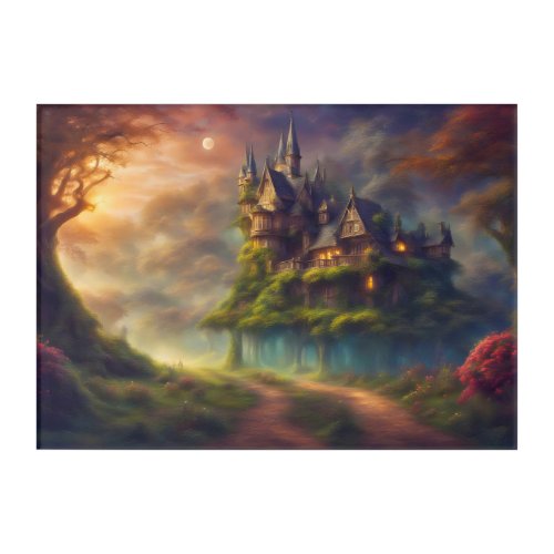 House on Top of Trees Fantasy Image on 14 x 10 Acrylic Print