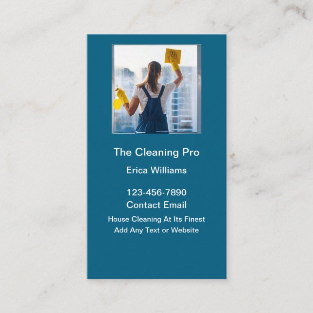 House or Office Cleaning Simple Modern  Business Card (Front)