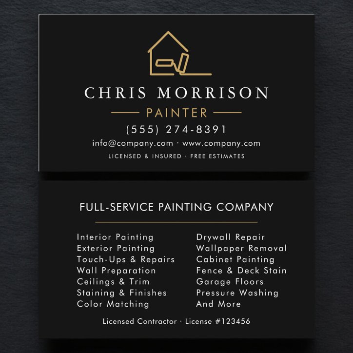 House Painter Black Gold Modern Business Card