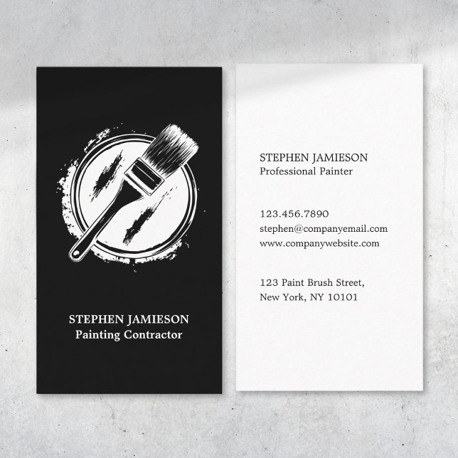 House Painter & Decorator Black and White  Business Card (Creator Uploaded)