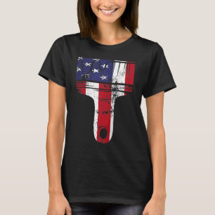 House Painter Decorator Paint Brush American Flag  T-Shirt