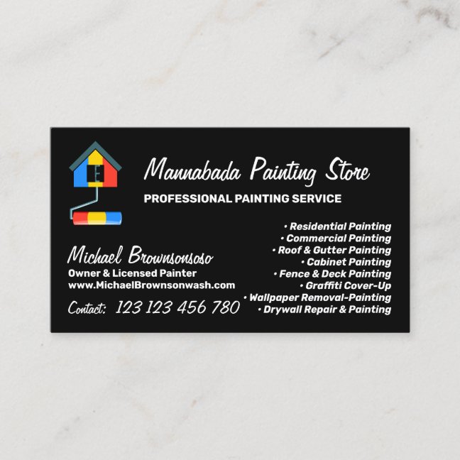 House Painter Interior Exterior Painting Business Card