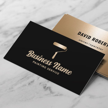 House Painter Modern Black & Gold Painting Service Business Card by cardfactory at Zazzle