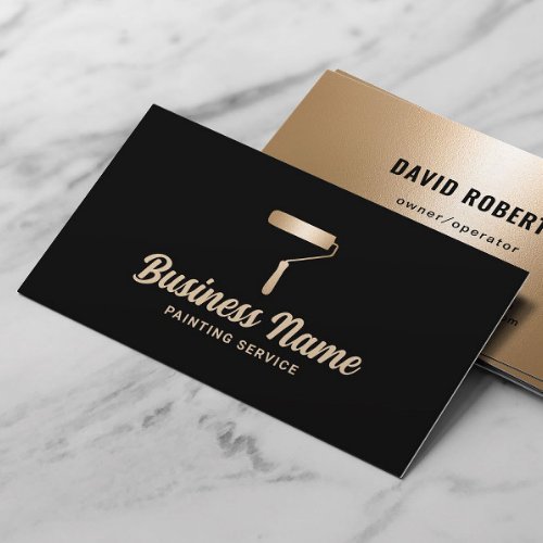 House Painter Modern Black  Gold Painting Service Business Card