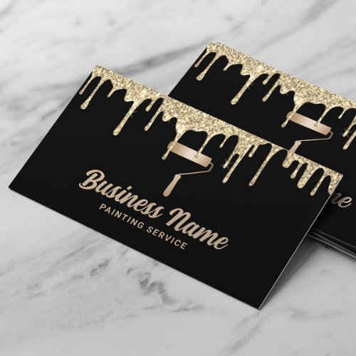 House Painter Modern Gold Drips Painting Service Business Card