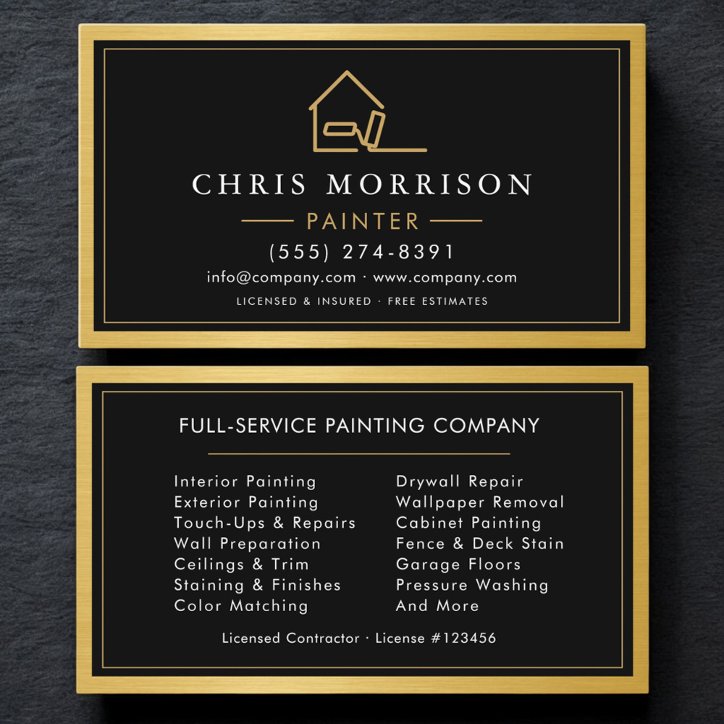 House Painter Modern Gold Metal Painting Service Business Card