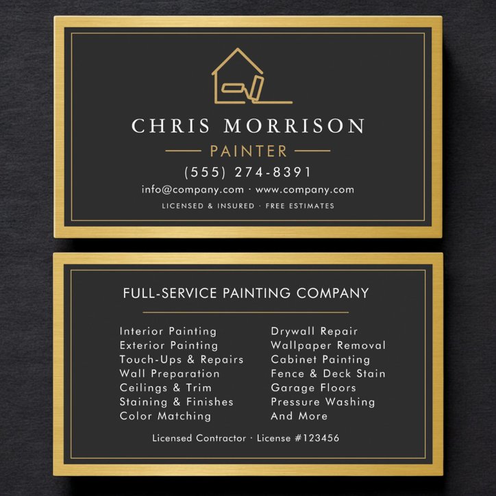 House Painter Modern Metallic Painting Service Business Card
