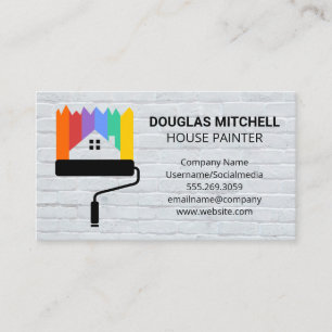 House Painter Paint Roller Home Logo Bricks Business Card