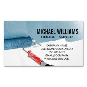 House Painter Paint Roller on Wall Business Card Magnet