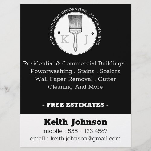 House Painter Power Washing Contractor Black Flyer