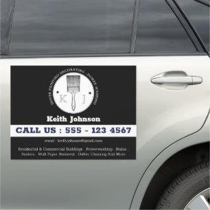 House Painter Power Washing Monogram Logo Black Car Magnet