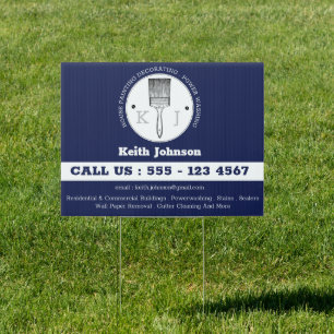 House Painter Power Washing Monogram Logo Blue Sign