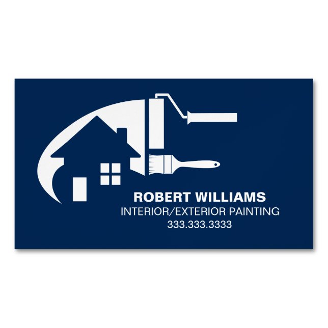 House Painter Professional Blue Business Card Magnet (Front)