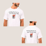 House Painter Service Work Shirts Double Sided<br><div class="desc">Here is a simple painter or paint contractor work tshirt with a cool paint brush and paint can graphic and two lines of information you can replace with your own. Add your business general contact info to all to see. Give these shirts out to your employees to wear or give...</div>