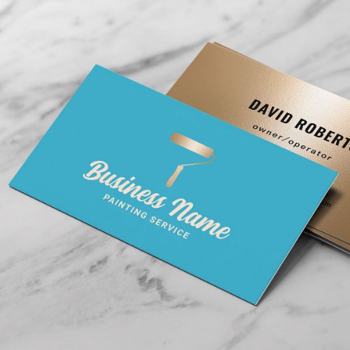 House Painter Turquoise  Gold Painting Service Business Card