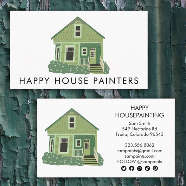 House Painting Handyman Construction Social Icons Business Card (Creator Uploaded)