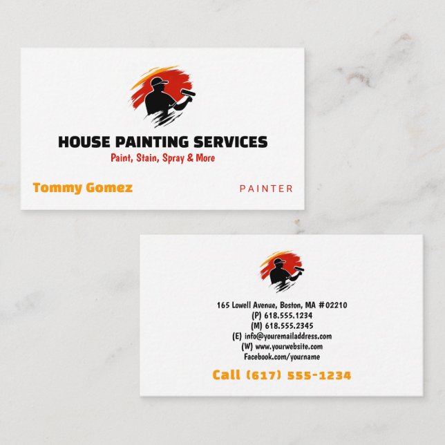 House Painting Services | Paint Rollel Business Card (Front/Back)