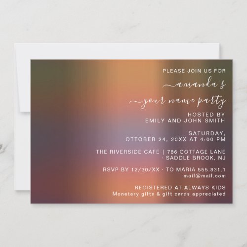 House Party Abstract Smoky Ombre Bronze Invitation