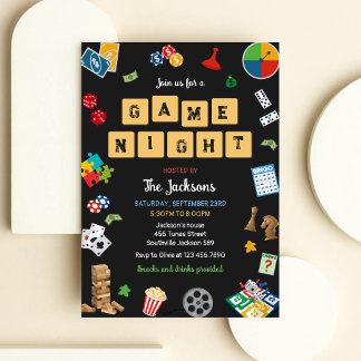 House Party, Board Games, Game Night Birthday Invitation