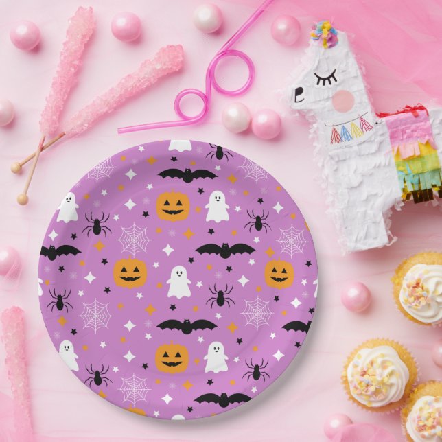 House Party Halloween | Purple | Ghost | Pumpkin   Paper Plates (Party)