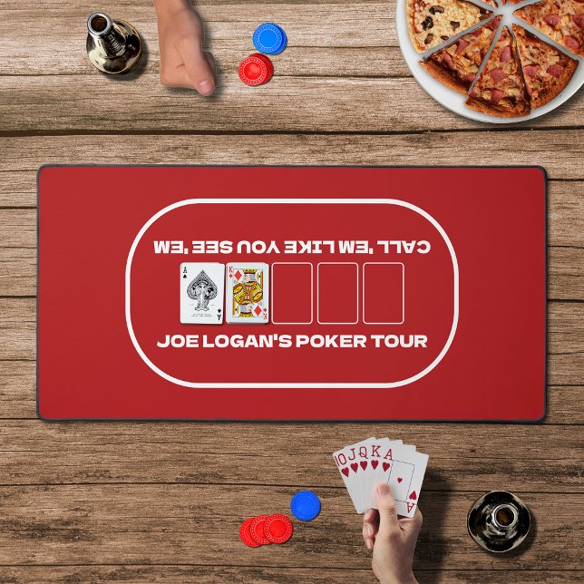 House Party Texas Hold'em Red White Poker Table Desk Mat (In Situ)