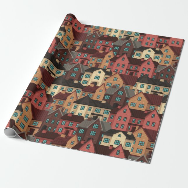 House Pattern Wrapping Paper (Unrolled)