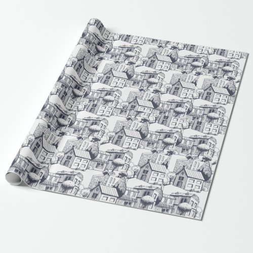 House Pattern Wrapping Paper