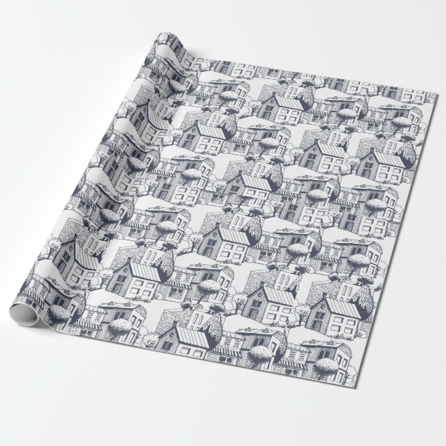 House Pattern Wrapping Paper (Unrolled)