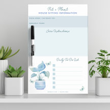 House Pet Sitting Care Instructions To Do List