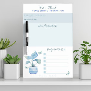 House Pet Sitting Care Instructions To Do List Dry Erase Board