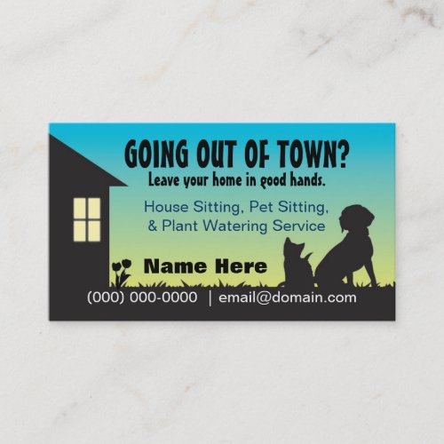 House  Pet Sitting  Plant Watering Business Card