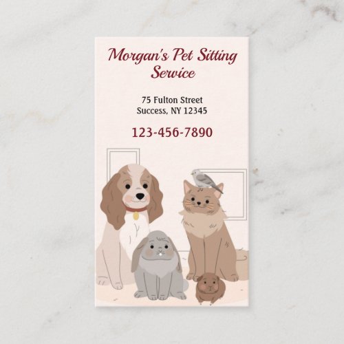 House Pets Sitting Service Business Cards