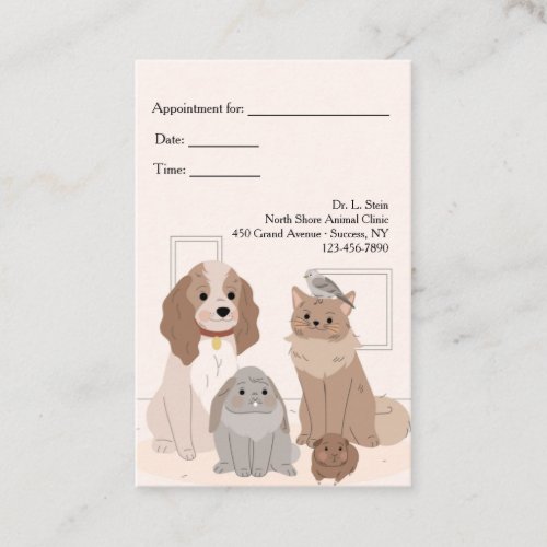 House Pets Veterinary Appointment Cards