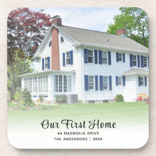 House Photo Our First Home Beverage Coaster