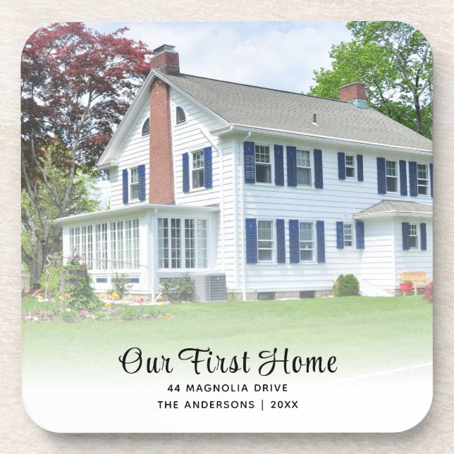 House Photo Our First Home Beverage Coaster (Front)