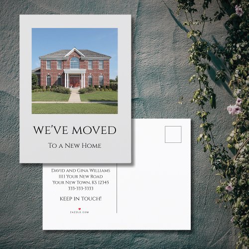 House Photo Weve Moved Gray Moving   Announcement Postcard