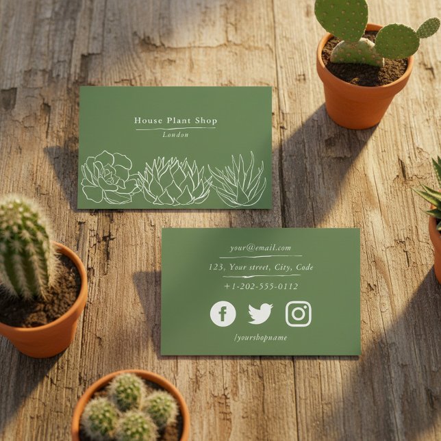 House plant shop, social media business card (House plant shop, social media business card.)
